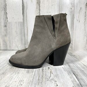 Boemos Ankle Booties  Women's 6.5 Gray Suede Block Heel Office Casual